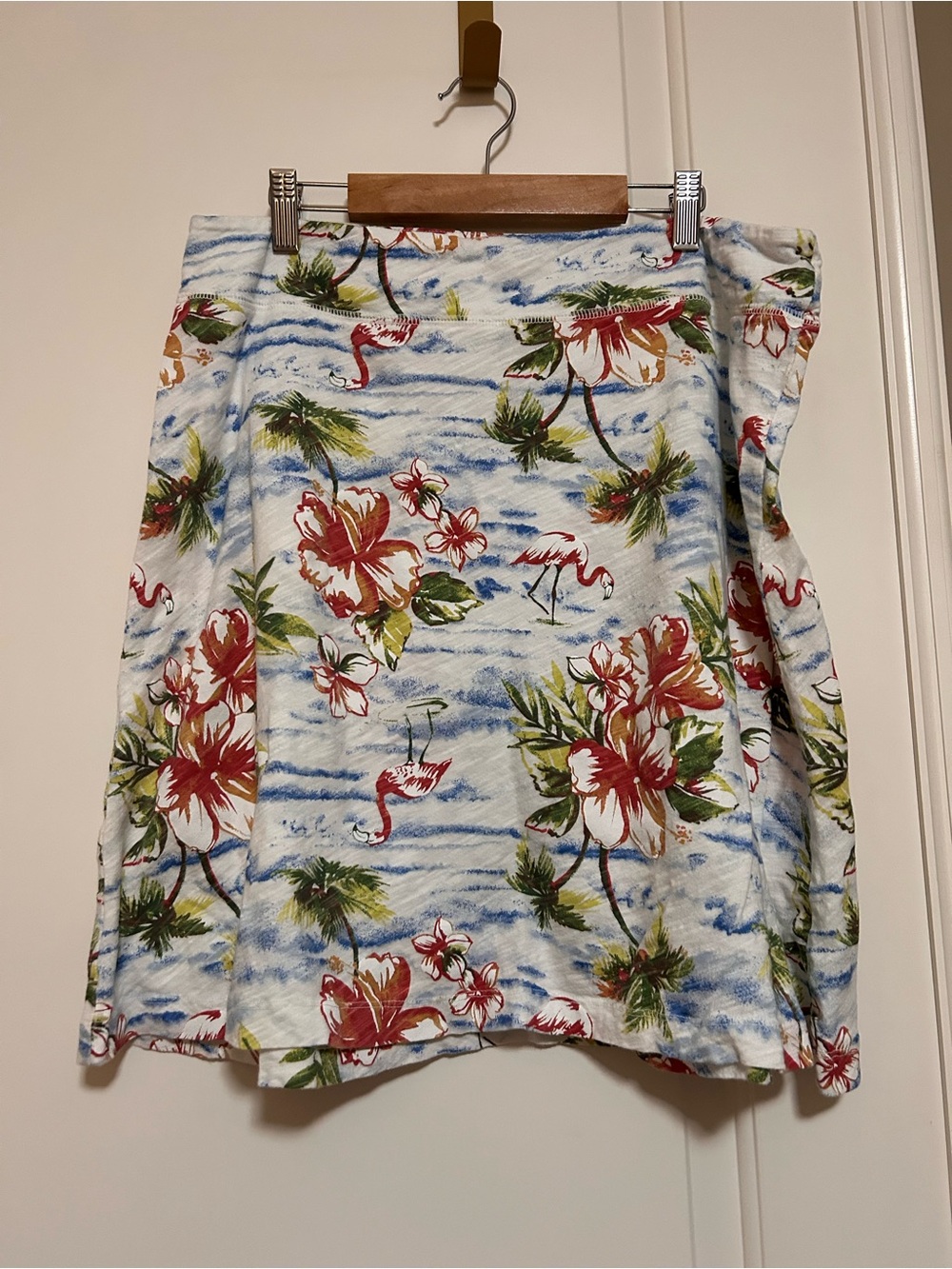 🦩🌴🌊fresh produce Floral Flamingo A-Line midi skirt🌺🌴🦩